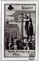 The Knave of Clubs, from a pack of Cards relating to the 1678 Popish Plot and the condemnation of Nathaniel Reading